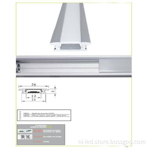 Recessed LED Aluminum Profile for Furniture Lighting
